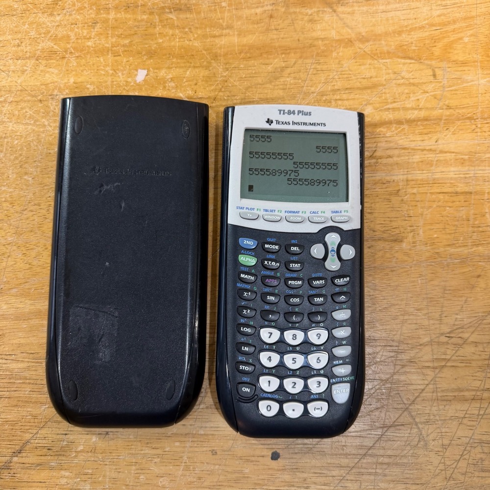 Texas Instruments TI-84 Plus Graphing Calculator Black Silver Slide Cover